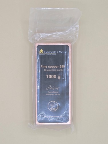 1kg 999 copper bullion bar - .999,