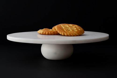 White solid marble cake stand - white,