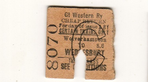 Railway ticket gwr wednesbury - railway,