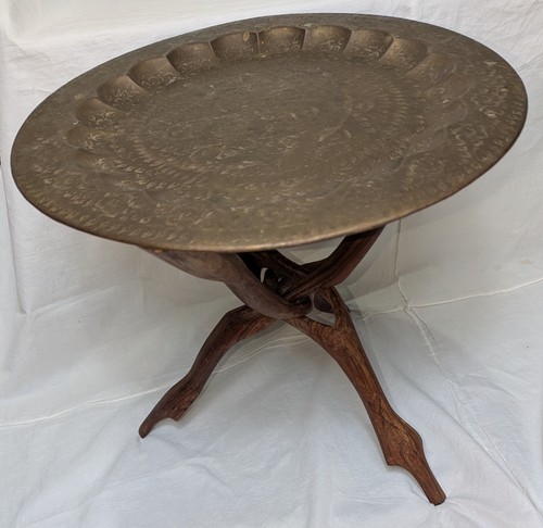 Vintage moroccan brass table - moroccan,