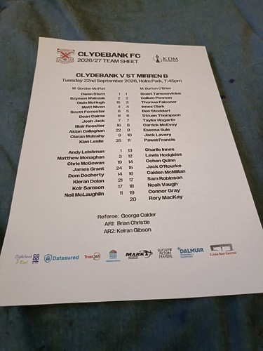 Clydebank mirren b kdm - clydebank,
