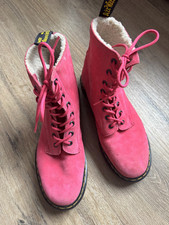 PINK Dr Martens Docs DMs SERENA Boots UK Size 6.5 With Furry Lining Rarely Worn