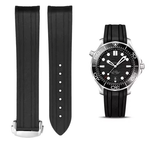 Black rubber curved end watch - rubber,