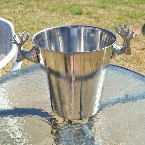 Silver metal ice bucket - metal,