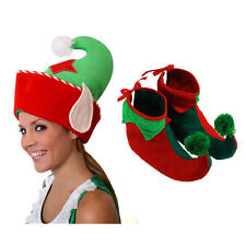 ELF BOOTS HAT SET CHRISTMAS PIXIE GNOME SANTAS LITTLE HELPER UNISEX COSTUME
