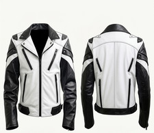 Men's White & Black Biker