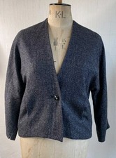 Oska Ladies Herringbone Grey Wool Jacket UK M Loose Fitting Button Pockets