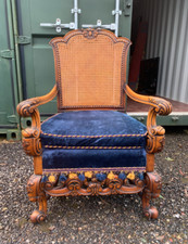 Victorian-Style Carved Armchair, Ornate Renaissance Revival Accent Chair