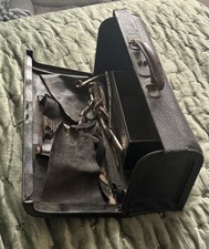 VINTAGE DOCTOR’S DENTIST’S MEDICAL BAG INSTRUMENTS BLACK LEATHER SURGICAL TOOLS