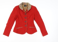 Katherine Hooker Women’s Red Wool Blazer Jacket Size 6 Tailored