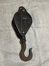Industrial Hoist Hook And Pulley 2 Rope Heavy 14” Long Industrial Vintage Prop