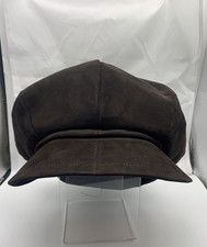 Vintage 60s 70s Ladies Flat Cap Hat Brown Suede by Charter Hats