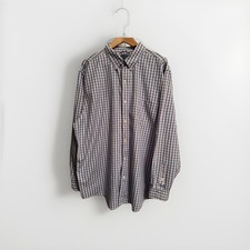 CHAPS Men’s XXL Button Down Shirt – Blue Oink and White Check Long Sleeve