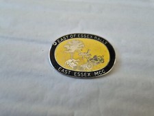 VINTAGE EAST OF ESSEX MCC MOTORCYCLE CLUB RALLY BIKE  YELLOW ENAMEL PIN BADGE