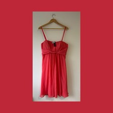 Coral Pink Chiffon Dress – Debut, Size 14, Detachable Straps