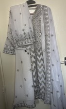White asian  wedding/party wear dress  #with Stone & Mirror Work   || Size 40