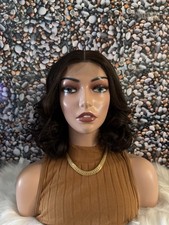 16 Inch Brown Short Loose Curly Lace Wigs Blend Hair For Women Girls Natural Wig