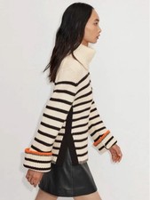 NEW ME+EM MERINO CASHMERE BRETON STRIPE JUMPER SWEATER & SNOOD SIZE S