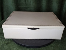 M&S White Faux Leather Jewellery Box with Mirror & Compartments 30cm