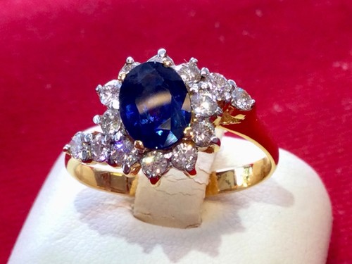 Blue sapphire diamond ring - blue,