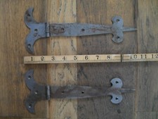 large pair of gothic hinges door cupboard chest hinges 2 fleur de lis hinges 15A