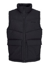 Jack and Jones Full Zip Up Padded Quilted Gilet Bodywarmer Sleeveless Black