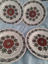  1970s Broadhurst Kathie Winkle Romany 24cm/9.5"  Dinner Plates x 4 -  Unused?