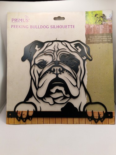 Black metal peeking bulldog - metal,