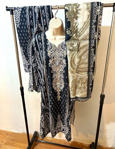 Women gul ahmed lawn - lawn, black