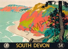South DEVON Poster Vintage GWR