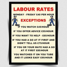 Labour Rates Oil SIGN METAL