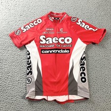 Vintage Cannondale Saeco Cycling Jersey Mens Medium Red Made USA Short Sleeve
