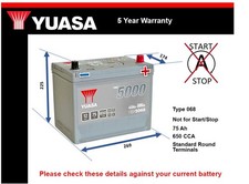 Car Battery YBX5068 Yuasa 068