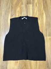 ZARA WOMENS V NECK KNIT VEST BLACK SIZE S