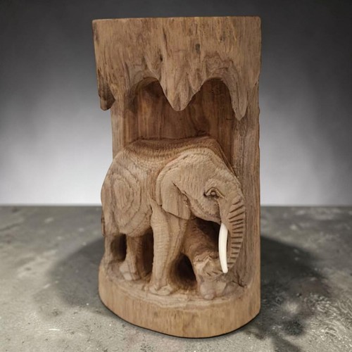 Elephant wooden carving teak - elephant,