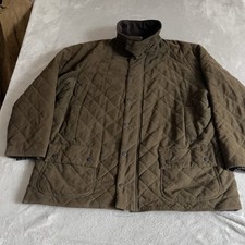 Barbour Endurance Quilted Jacket Mens 2XL 3XL Green Brushed Cotton Waterproof