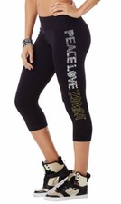 Zumba Peace Perfect Capri Leggings - Black - size XS & Small ~ New!