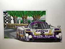 Jaguar XJR9 1988 Lemans winner drawing! Hand drawn! Pencil and paint A4!