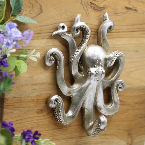Octopus silver resin wall - resin,