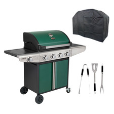 Boss Grill Kentucky Premium - 4 Burner Gas BBQ Grill with Side Burn IQBBQ4BGREEN