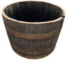 GENUINE OAK HALF WHISKY BARREL PLANTER WOODEN GARDEN PLANTER STORAGE SCOTTISH!