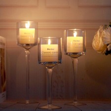 Set of 3 Tall Clear Glass