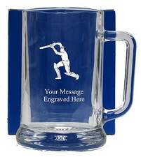 Personalised Cricket Pint Glass Tankard Birthday Free Gift Box GT20