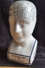 Antique style L.N. Fowler Porcelain Phrenology 9" Ceramic Head w/ Crackle Glaze 