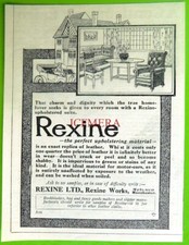 REXINE Leather Cloth Upholstery Material WW1 2 ADVERT Small Vintage Print 683/26