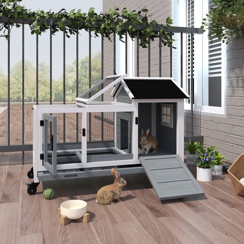 Wooden rabbit hutch guinea - wooden,