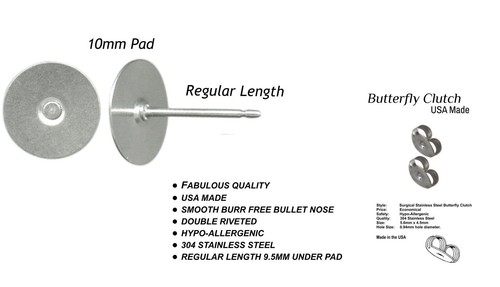 Earstuds 200 10mm usa - 10mm,
