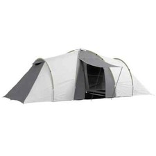 4-6 Man Tunnel Camping Tent w/ 2 Bedroom Living Area & Porch Hiking Grey/Yellow