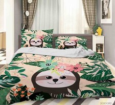 3D Sloth Flower Leaf Cartoon