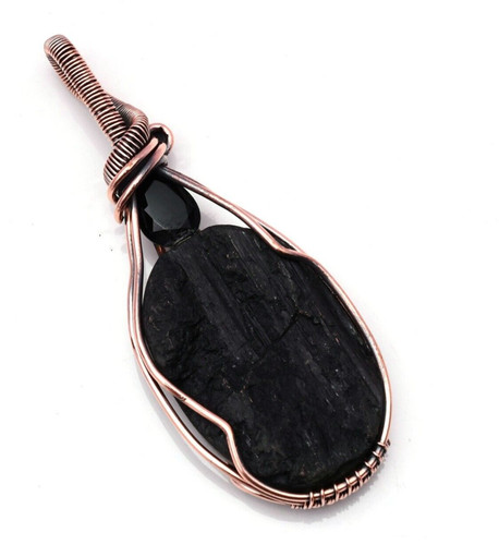 Black tourmaline pendant - black,